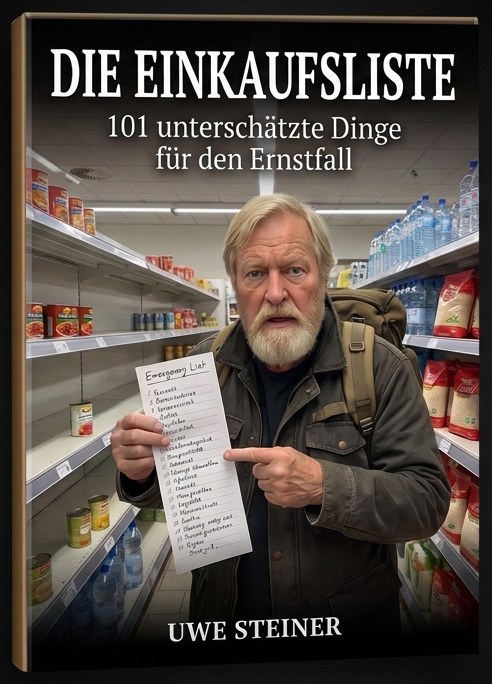 Cover von Die Einkaufsliste: Uwe Steiner mit Einkaufszettel im Supermarkt