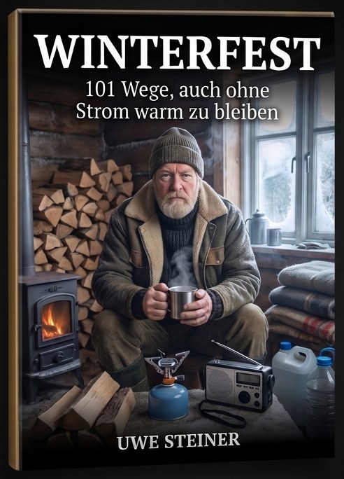 Cover von Winterfest: Uwe Steiner mit Mütze vor Brennholz und Ofen